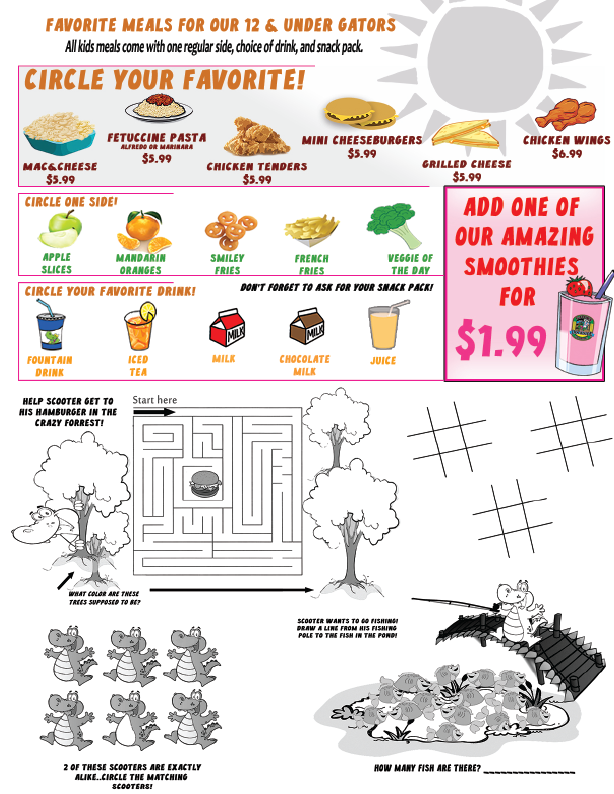 Kids menus (1 case)